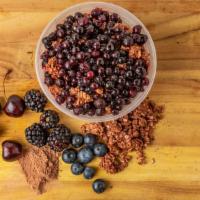 Cherry Berry · Vegan. Coconut milk, blueberries, blackberries, dark cherries, and organic cacao powder - sp...