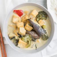 Green Curry · Cooked in Green curry sauce andcoconut milk with bell pepper, basil leaf, bamboo shoot, broc...