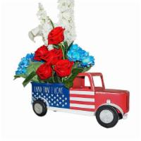 America The Great · The perfect patriotic gift. With lush white lilies, stocks, red roses and blue hydrangeas be...