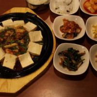 Tofu Kimchi Bokum · Tofu and pan-fried kimchi.