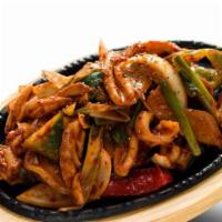 Oh Jing Uh Bokum · Spicy stir fried squid