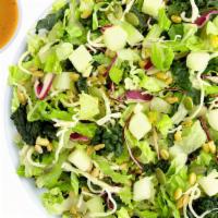 Apple Farro · romaine, cabbage blend, kale, farro, granny smith apples, jack cheese, pumpkin seeds, apple ...