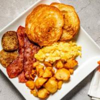 Big Breakfast · 2 eggs, 2 strips of turkey bacon , 2 Turkey Sausage Links, breakfast potato's and a biscuit.