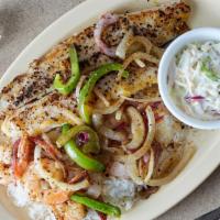 Catfish & Shrimp(Grilled) · ENTREE SERVED WITH 2 FISH FILETS AND 5 JUMBO SHRIMPS GRILLED. (with sides +$3.99)