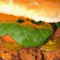 Chipotle Jack · A spicy Jackfruit patty topped with a well-flavored vegan chipotle mayo, jalapeños, spinach ...