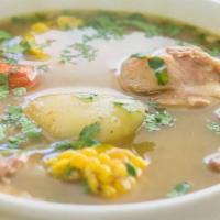 Chicken Soup / Sopa De Pollo · With rice, arepa or toast.
