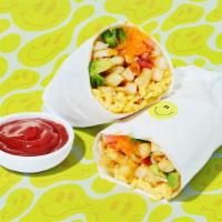 Bright Baby Build Your Own Burrito · Two scrambled eggs with your choice of meat and toppings wrapped in a fresh tortilla.