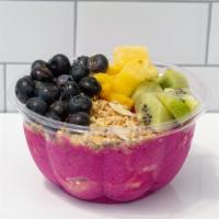Dragon Fruit Bowl · Fresh dragon fruit and banana bowl topped with fresh fruit, almond butter, granola, oats and...