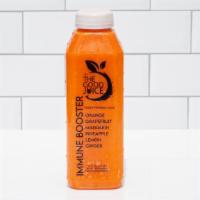 Immune Booster · Fresh organic pressed juice containing ginger, grape fruit, oranges, mandarin, lemon, and pi...