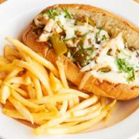 Buckhead Hoagle · Your choice of steak or chicken loaded with green peppers, onions, mushrooms, mozzarella che...