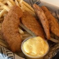 Chicken Tenders With Fries · Served with a side of honey mustard dressing.