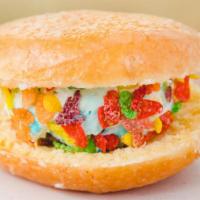 Donut  Ice Cream Sandwich · Donut + Choose 1 ice cream flavor and Toppings (extra 0.60)