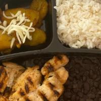 Abuela Chicken Grilled · Chicken grilled, rice, sweet plantain, black bean.