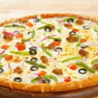 Classic Supreme Pizza · Pepperoni, sausage, onion, mushroom, green pepper, and extra cheese