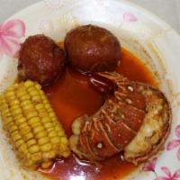 Lobster Tail ( 1 Pc) · 1 pc ( 6oz ) lobster tail steam with com and potato