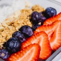 Acai Bowl · Granola, coconut flakes, blueberries, banana, strawberries and almonds (add peanut or almond...