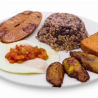 Special Llanero Breakfast · Protein + 2 eggs + queso frito (fried cheese) + casamiento (mixed rice and red beans) + frie...