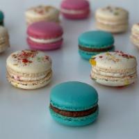 Macarons (12) · Classic French almond cookies made with freshly made fillings. Price per dozen.