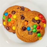 M&M Chocolate Chip Cookie · Semisweet chocolate chips and M&M candy cookies. Choose from 6, 8, and 12 cookies per box.