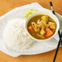 Curry Chicken · Hot and Spicy. A common southeast Asian and Caribbean dish. Come with the white rice and two...
