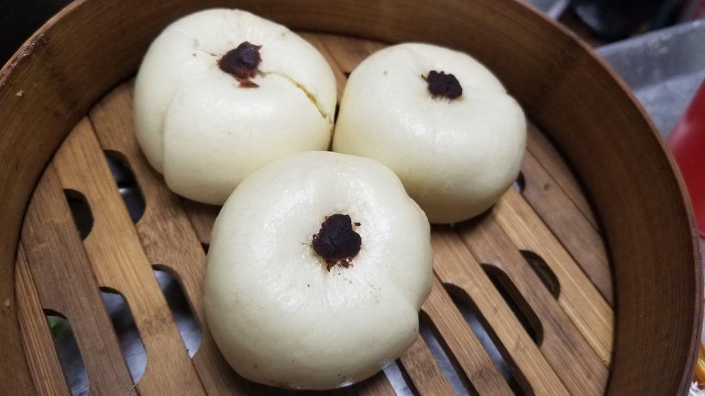 Red Bean Bun (3 Pc) 红豆包 · Three soft buns stuffed with sweet red bean.