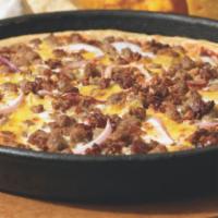 Bacon Cheeseburger · Ground beef, bacon, red onions, American and Cheddar cheese.