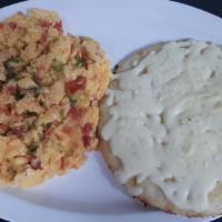 Huevos ( Fritos, Pericos Y Revueltos) · Scramble eggs, pericos (chopped onions and tomatoes) or fried eggs.