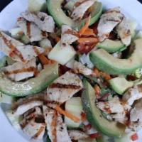 Ensalada De La Casa With Chicken · House salad with mix green lettuce, tomato, onion,cucumber, carrots and avocado side with ch...