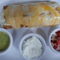 Burritos · Served with pico de gallo, guacamole and sour cream.