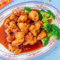 Sweet & Sour Chicken · Diced tender chicken, deep-fried golden brown. Served with sweet and sour sauce.