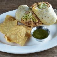 Burrito Gigante · Large flour tortilla with any meat, beans, rice, cheese, lettuce, sour cream and salsa.