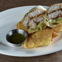 
Fish Gigante Burrito · White Fish Lightly Dusted with Flour & Spices, Pan Fried to Perfection, Topped with Lettuce,...