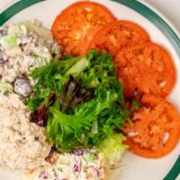 Tuna Salad Platter · Scoop of tuna salad, waldorf and southern cole slaw served with sliced tomatoes and mixed fi...