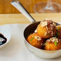 Goat Cheese Croquettes, Honey Toasted Almonds & Parsley · 