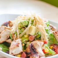 Southwest Salad
 · Crispy or grilled chicken, romaine lettuce, Mexican cheeses, black beans, roasted corn ,avoc...