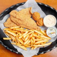 2Pc Whiting Fish Meal · With fries, hush puppies, tartar sauce.