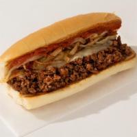 Italian Chopped Cheese · Spicy, chopped beef, silky American cheese, and a spread of mayonnaise, all served on a hero...