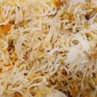 Chicken Biryani · Hot and flavored basmati rice cooked with chicken meat and mixed spices.