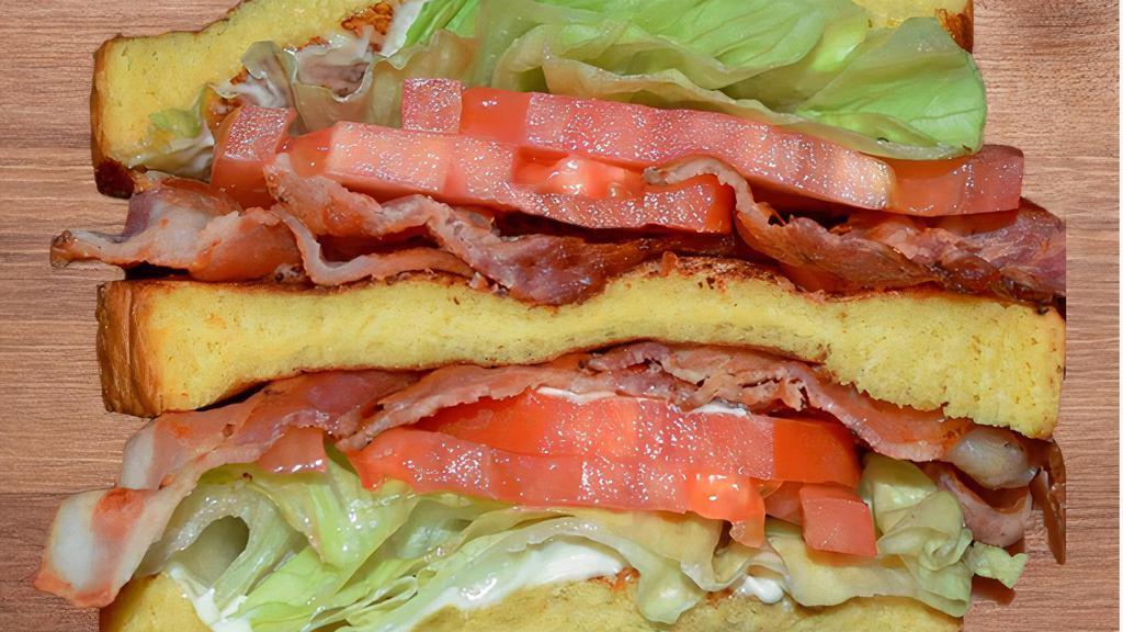 L.T. · Crispy bacon, lettuce, tomato, mayo, toast.