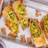 Avocado Rolls · Hand-wrapped egg rolls with chopped avocado, cilantro, red onion, jalapeno and lime. Drizzle...