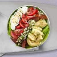 Call A Cobb Salad · (Vegetarian) Mixed greens, chicken, bacon, fresh avocados, and blue cheese crumbles tossed w...