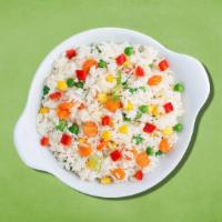 Veggie Fried Rice · Long grained basmati rice cooked with assorted vegetables in an Indo-Chinese style.
