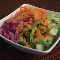 Ginger Miso Salad · Lettuce, cabbage, carrot, ginger dressing.