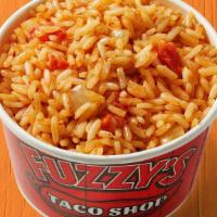 Fuzzy'S Rice · Fuzzy's take on Spanish rice made with tomatoes, onions, chicken broth, and our famous Fuzzy...