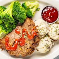 Meatloaf - Tuesday Only · Southern-style meatloaf made with 100% ground beef with your choice of two sides.