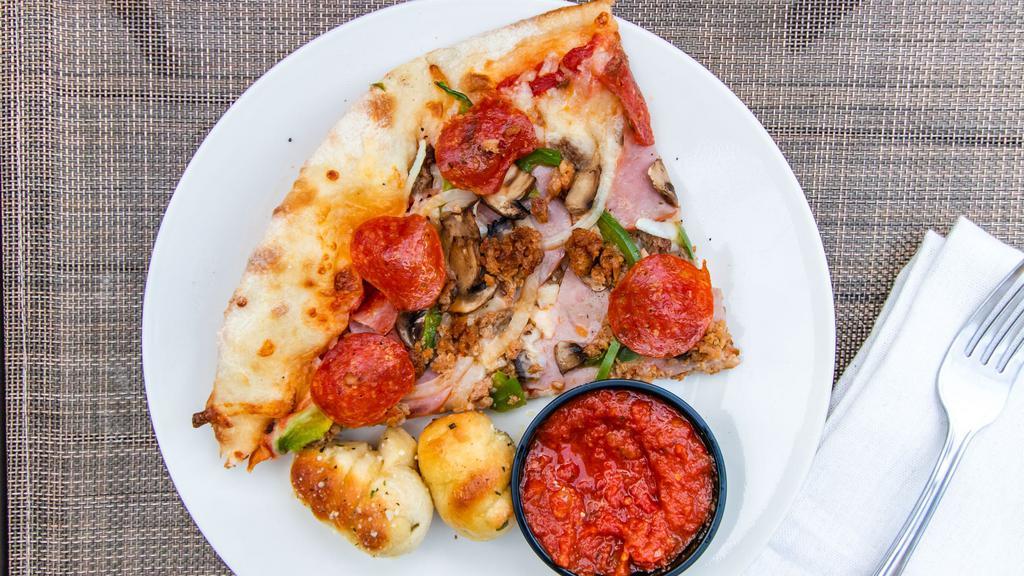 Johnny'S Italian Special · A johnny Brusco's favorite. Pepperoni, sausage, mushrooms, onions and green peppers with seasoned ricotta and mozzarella cheese. 1210 cal.
