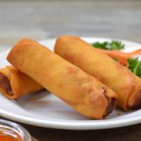 Harumaki Spring Roll · Crispy vegetable spring rolls served with sweet chili sauce.
