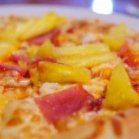 Hawaiian Pizza · Ham, Bacon, Pineapple and Mozzarella Cheese.