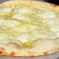 White Pizza · No tomato sauce, made with Mozzarella, Ricotta and Parmesan Cheese.