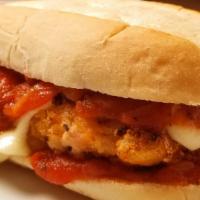 Chicken Parm Sub · Breaded Chicken Breast with Tomato Sauce and Provolone cheese.